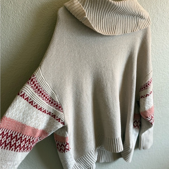 FRYE Cowl Neck Sweater Fair Isle Plus Size Turtleneck Knit Sweater 1X - Picture 9 of 10